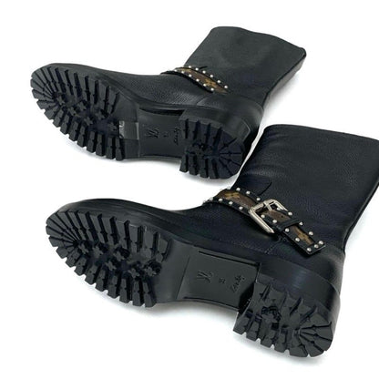 Louis Vuitton Monogram Boots Short Shoes Leather Black Brown Logo Belt