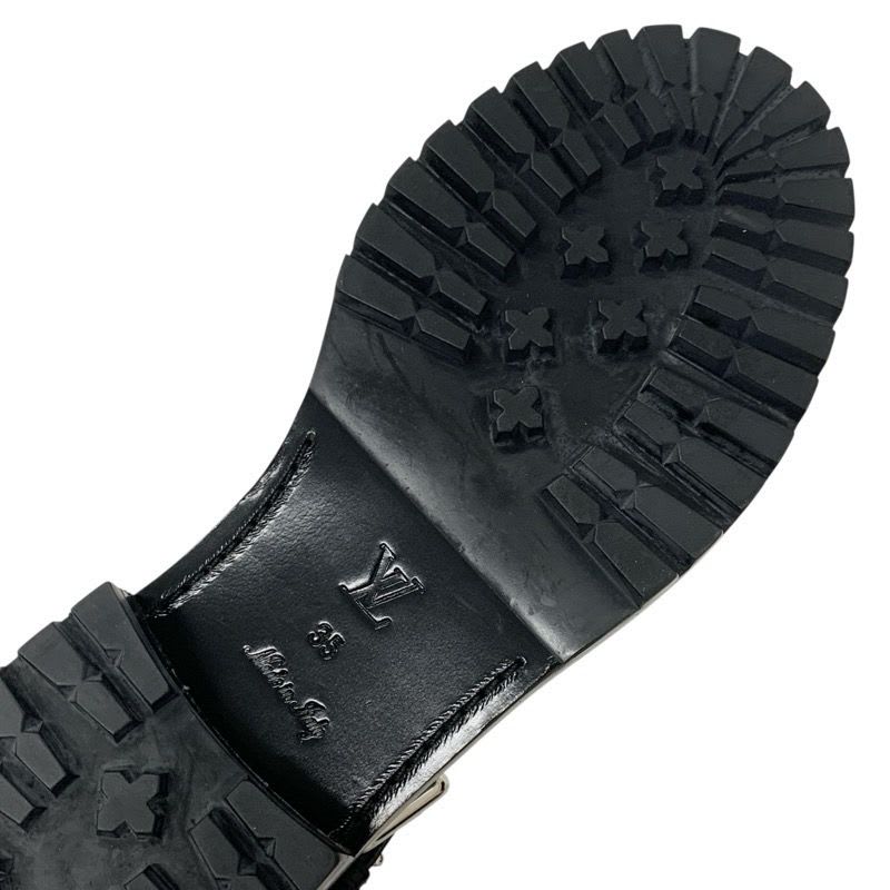 Louis Vuitton Monogram Boots Short Shoes Leather Black Brown Logo Belt