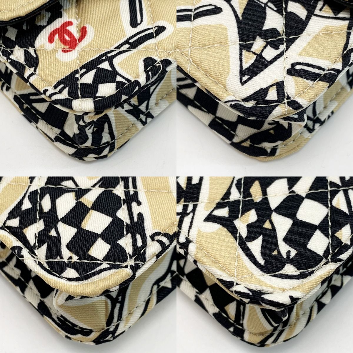 Chanel Accessory Pouch Black X Gold Ladies Checkered Flag