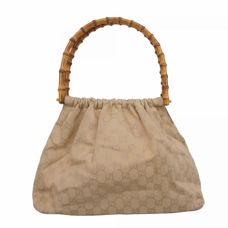 Gucci Shoulder Bag GG Canvas/bamboo 92708 Canvas Light Brown Gold Hardware Women