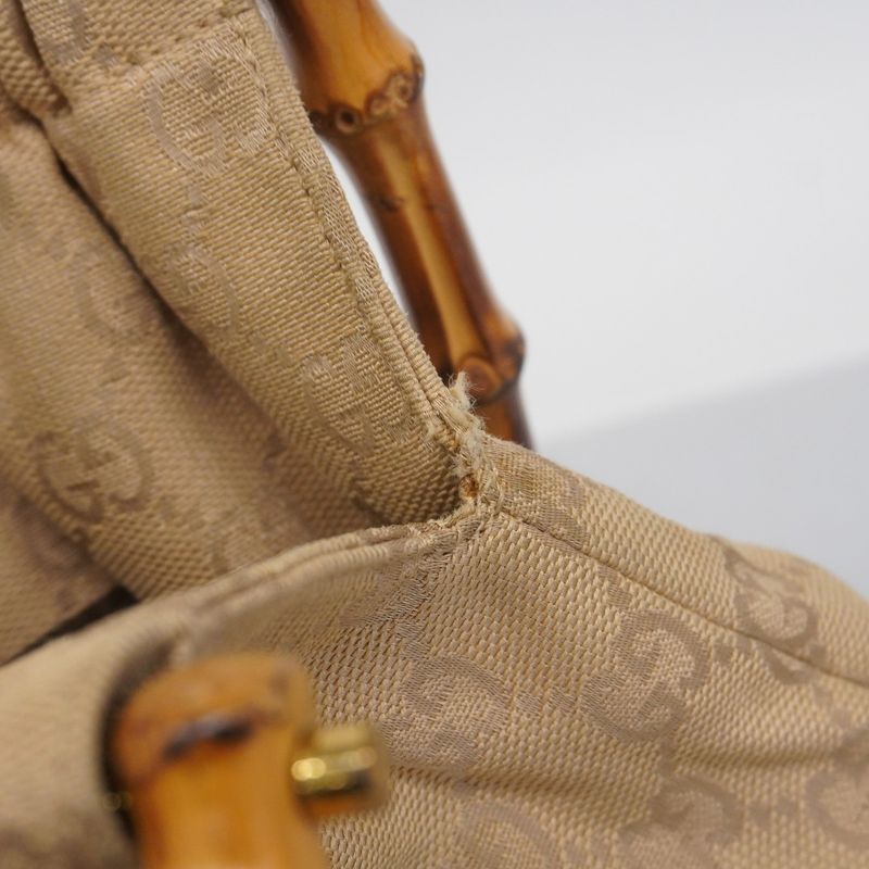 Gucci Shoulder Bag GG Canvas/bamboo 92708 Canvas Light Brown Gold Hardware Women