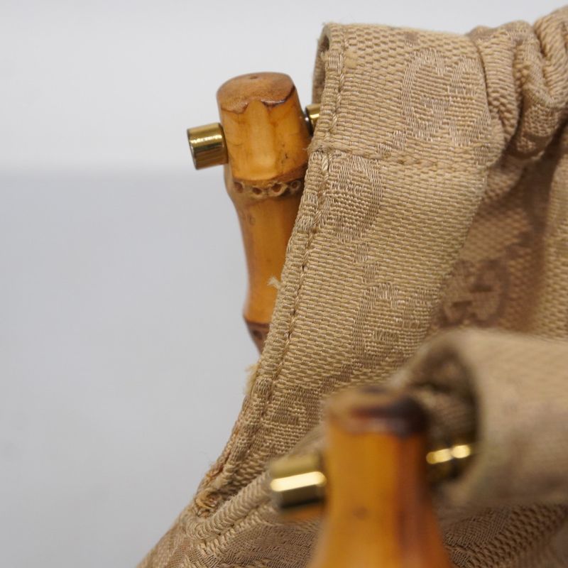 Gucci Shoulder Bag GG Canvas/bamboo 92708 Canvas Light Brown Gold Hardware Women