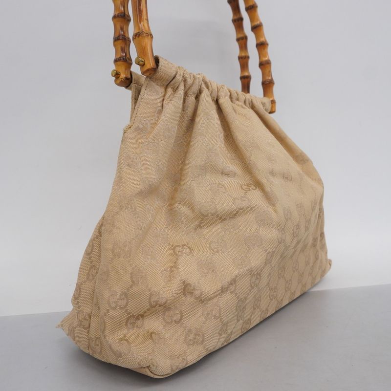Gucci Shoulder Bag GG Canvas/bamboo 92708 Canvas Light Brown Gold Hardware Women