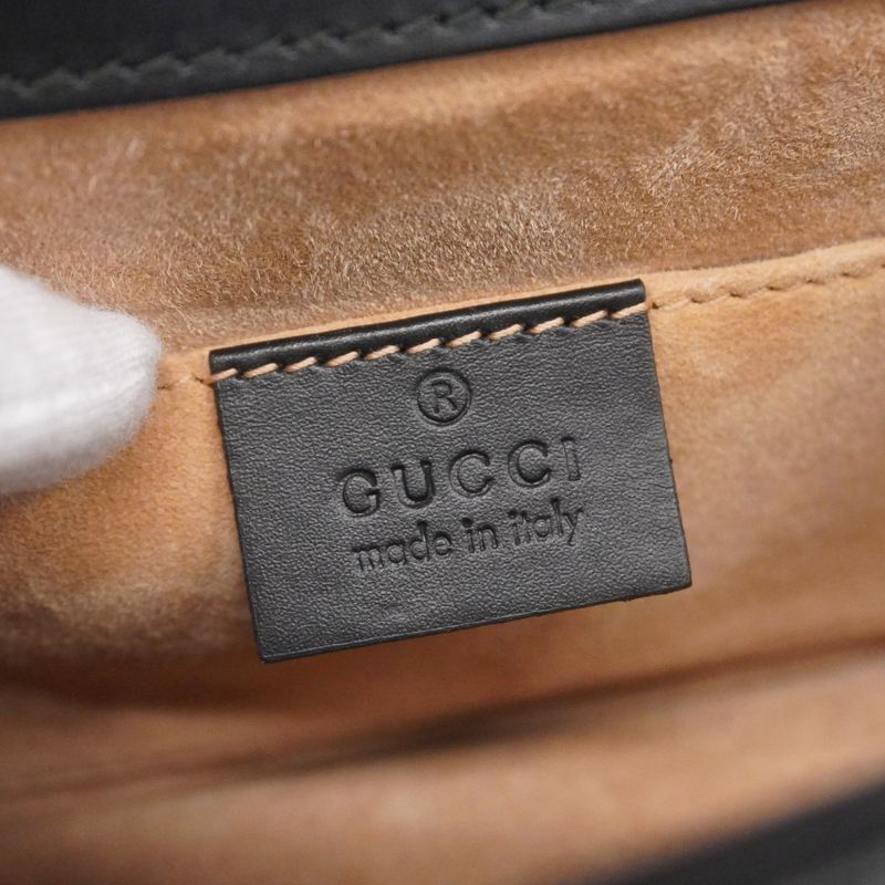 Gucci Shoulder Bag Sherry Line Sylvie 431666 Leather Navy Gold Hardware Women