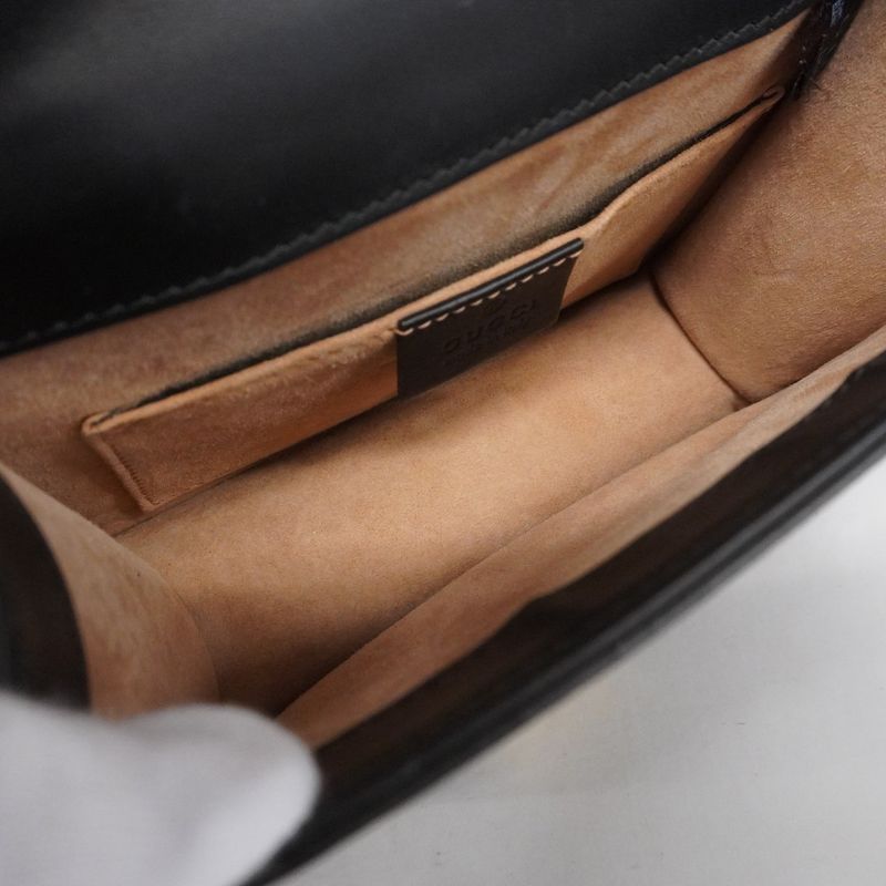 Gucci Shoulder Bag Sherry Line Sylvie 431666 Leather Navy Gold Hardware Women