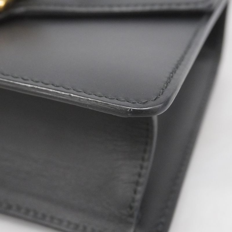 Gucci Shoulder Bag Sherry Line Sylvie 431666 Leather Navy Gold Hardware Women