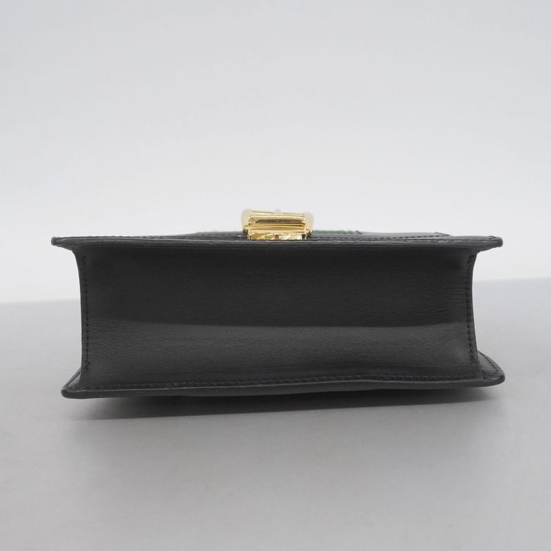 Gucci Shoulder Bag Sherry Line Sylvie 431666 Leather Navy Gold Hardware Women