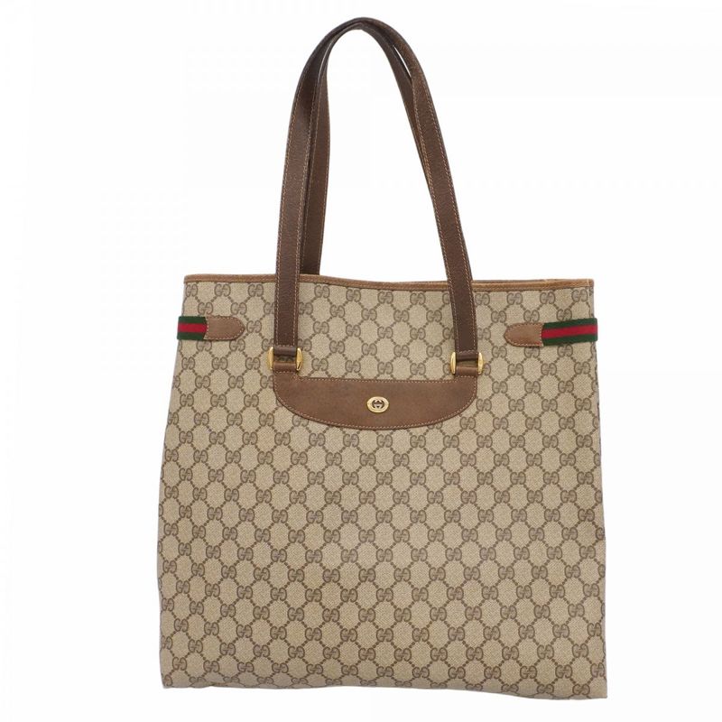 Gucci Tote Bag GG Supreme/sherry Line 123 02 091 PVC Brown Gold Hardware Women