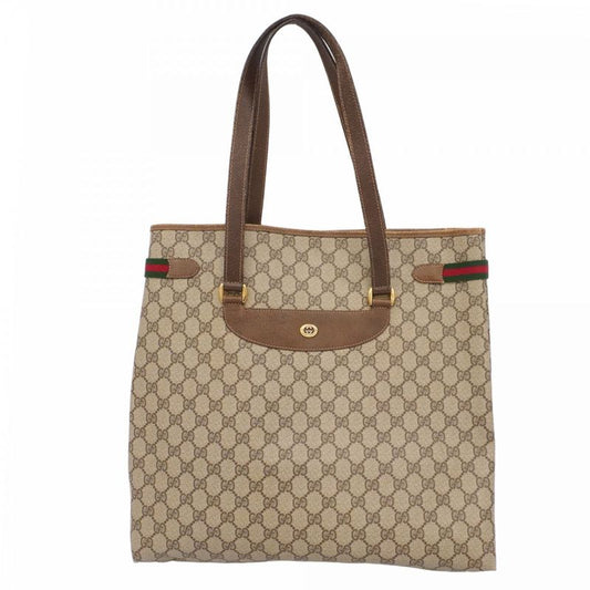 Gucci Tote Bag GG Supreme/sherry Line 123 02 091 PVC Brown Gold Hardware Women