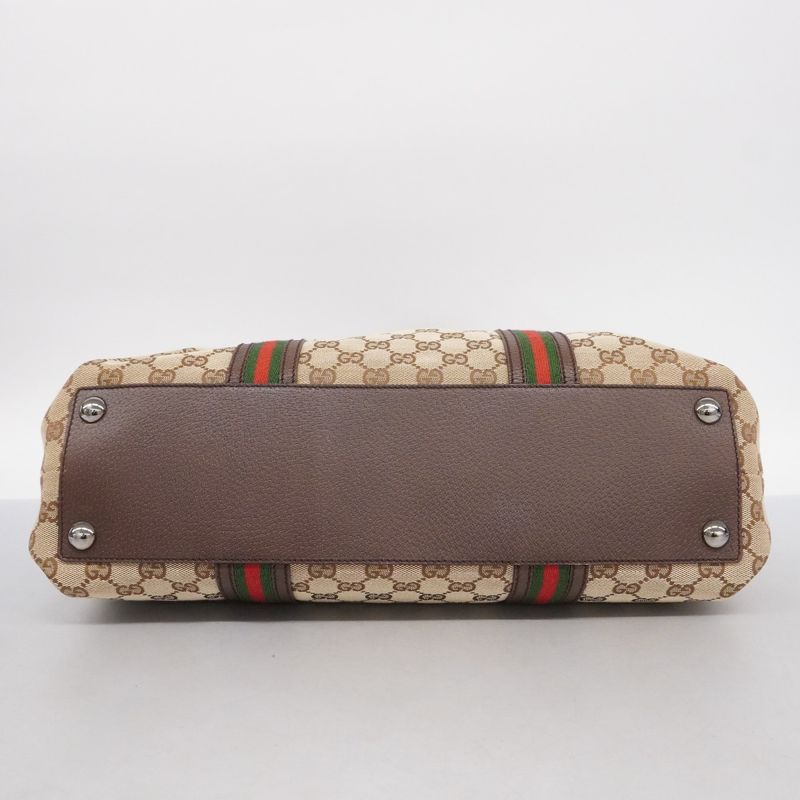 Gucci Tote Bag GG Canvas/sherry Line 132898 Canvas Beige Brown Silver Hardware