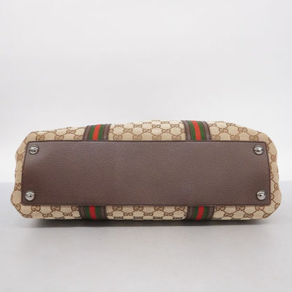 Gucci Tote Bag GG Canvas/sherry Line 132898 Canvas Beige Brown Silver Hardware