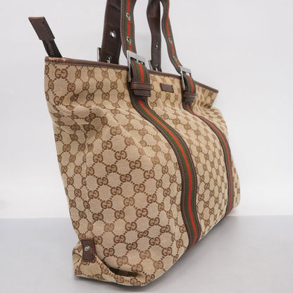 Gucci Tote Bag GG Canvas/sherry Line 132898 Canvas Beige Brown Silver Hardware