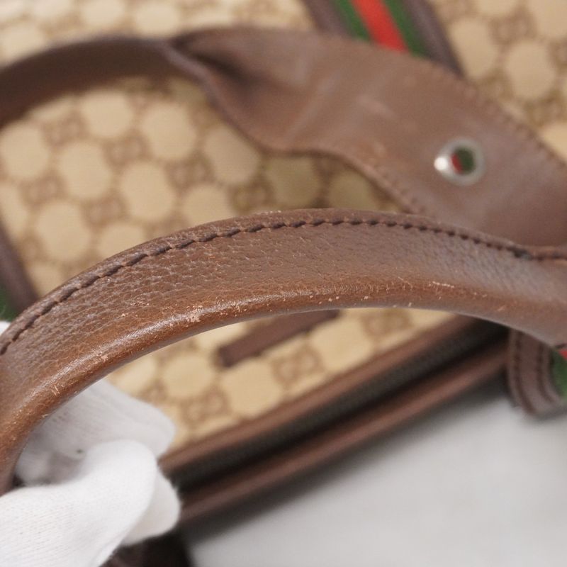 Gucci Tote Bag GG Canvas/sherry Line 132898 Canvas Beige Brown Silver Hardware