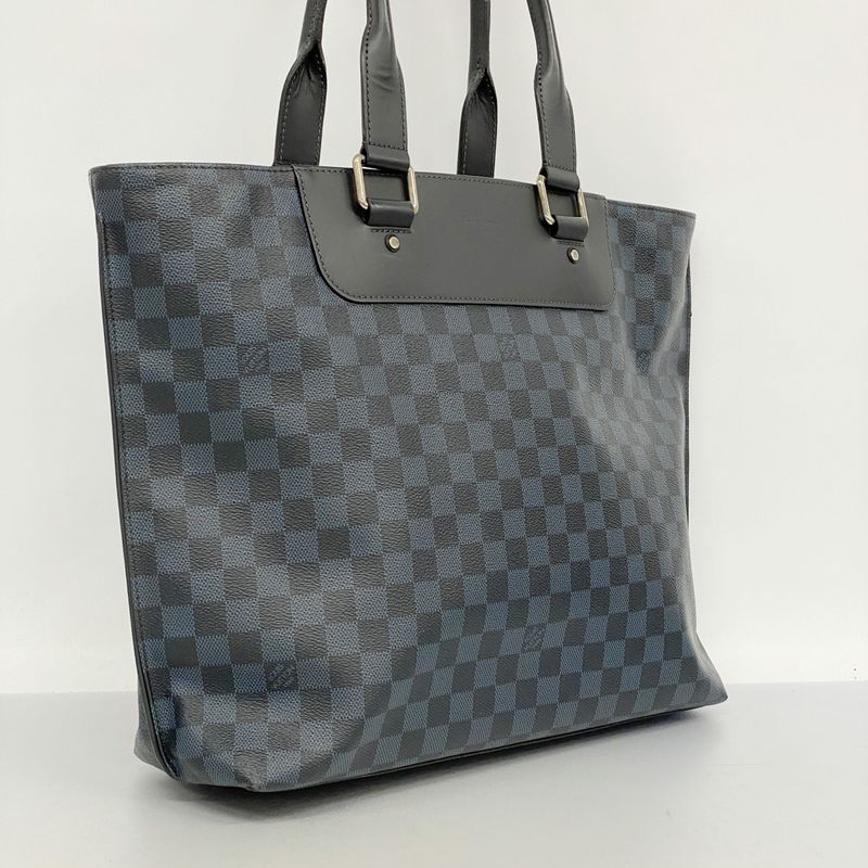 Louis Vuitton Tote Bag Damier Cobalt Cabas Voyage N41397 Navy Black Men's