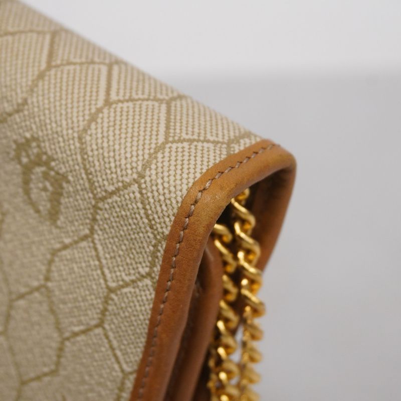 Christian Dior Shoulder Bag Honeycomb PVC Beige Brown Gold Hardware Women