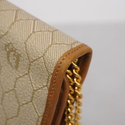 Christian Dior Shoulder Bag Honeycomb PVC Beige Brown Gold Hardware Women