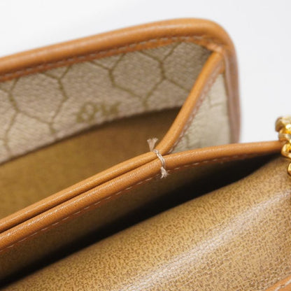 Christian Dior Shoulder Bag Honeycomb PVC Beige Brown Gold Hardware Women