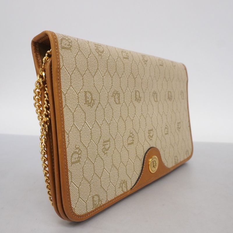 Christian Dior Shoulder Bag Honeycomb PVC Beige Brown Gold Hardware Women