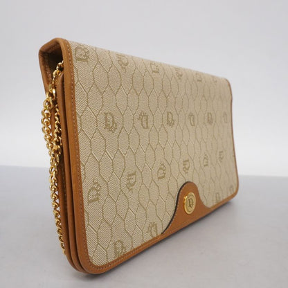 Christian Dior Shoulder Bag Honeycomb PVC Beige Brown Gold Hardware Women