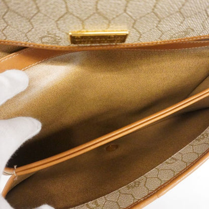 Christian Dior Shoulder Bag Honeycomb PVC Beige Brown Gold Hardware Women