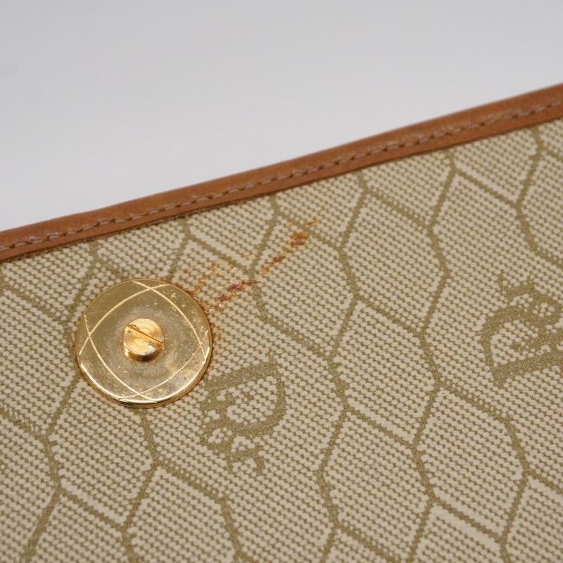 Christian Dior Shoulder Bag Honeycomb PVC Beige Brown Gold Hardware Women