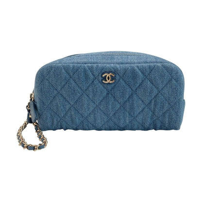 Chanel Cocomark Matelasse Denim Pouch Ap3702 Blue Chain Handbag