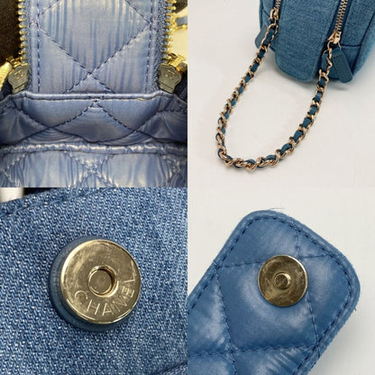 Chanel Cocomark Matelasse Denim Pouch Ap3702 Blue Chain Handbag