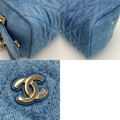 Chanel Cocomark Matelasse Denim Pouch Ap3702 Blue Chain Handbag