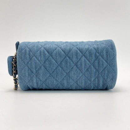 Chanel Cocomark Matelasse Denim Pouch Ap3702 Blue Chain Handbag