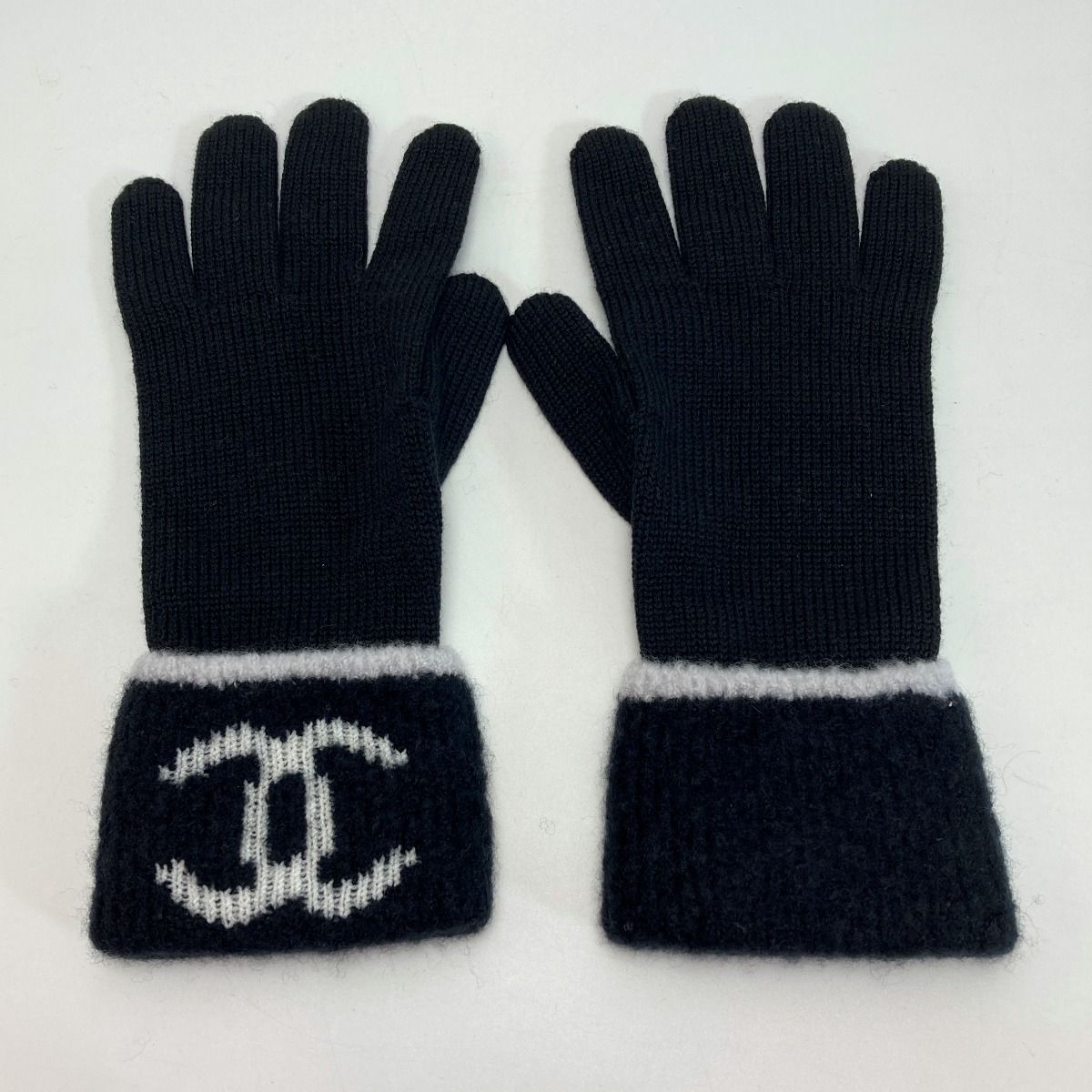 Chanel Cocomark Gloves Black Knit Gloves