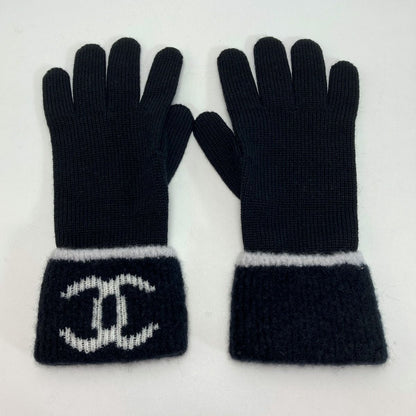 Chanel Cocomark Gloves Black Knit Gloves