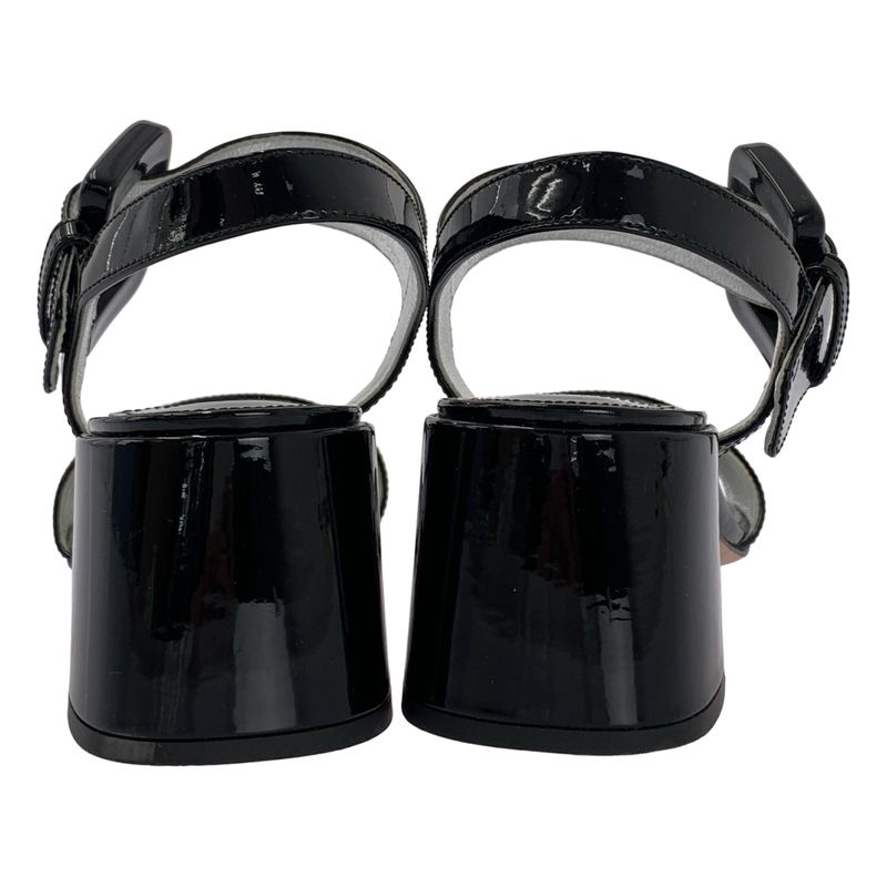 Prada Patent Leather Buckle Sandal - Women's - 36 - Black