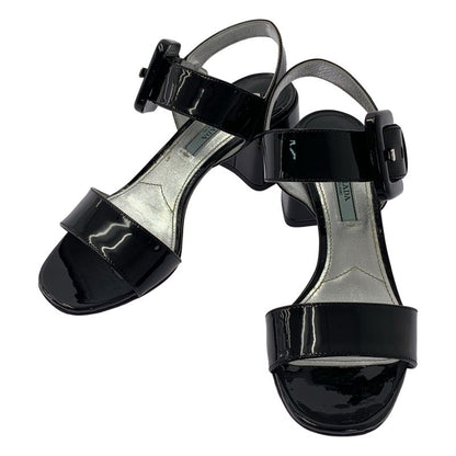 Prada Patent Leather Buckle Sandal - Women's - 36 - Black