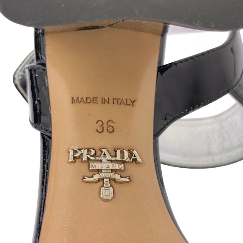 Prada Patent Leather Buckle Sandal - Women's - 36 - Black