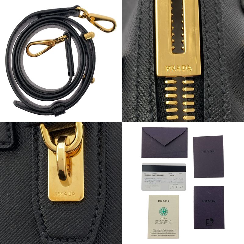 Prada Saffiano Leather 2way Top Handle Shoulder Bag 1bb846 - Black - Women