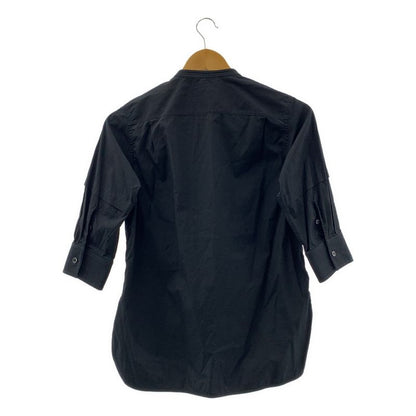 Celine - Phoebe Period Band Collar Half Sleeve Shirt - 34 - Black - Women's