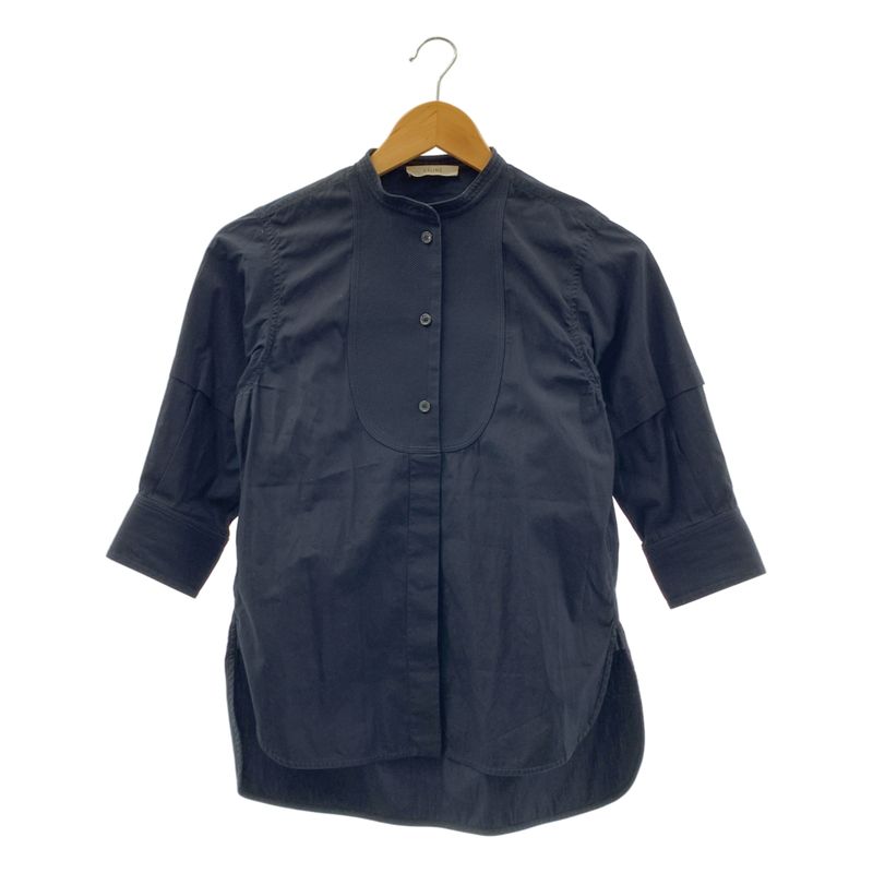 Celine - Phoebe Period Band Collar Half Sleeve Shirt - 34 - Black - Women's