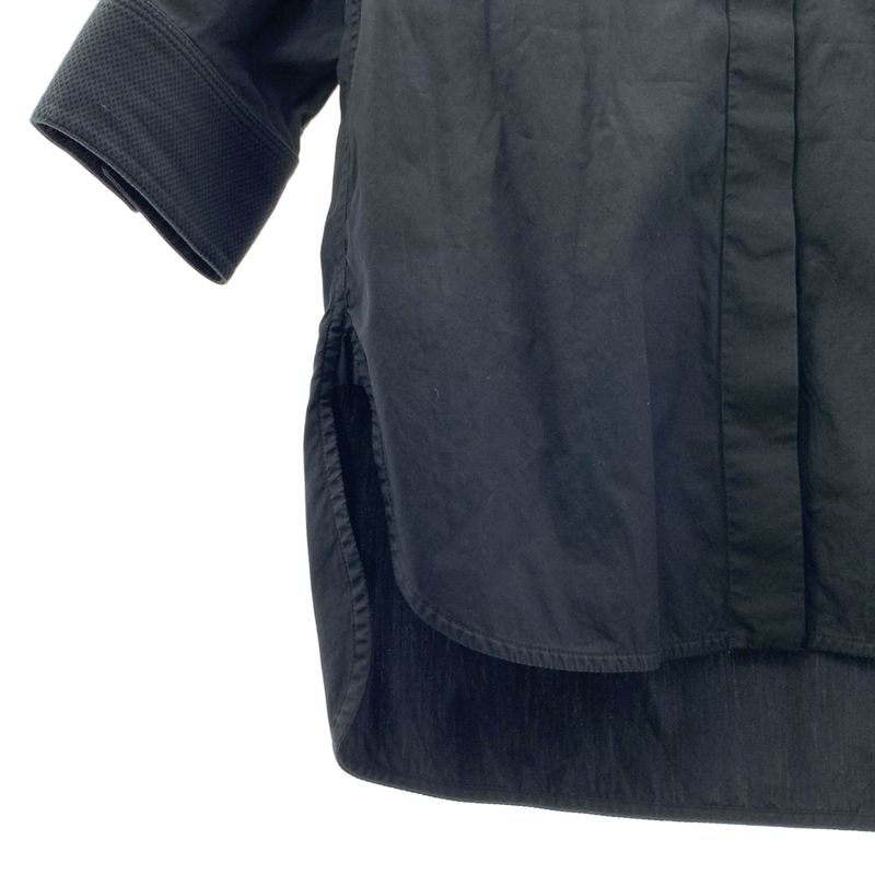 Celine - Phoebe Period Band Collar Half Sleeve Shirt - 34 - Black - Women's