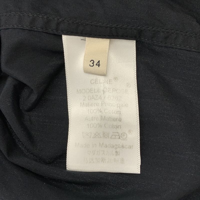 Celine - Phoebe Period Band Collar Half Sleeve Shirt - 34 - Black - Women's