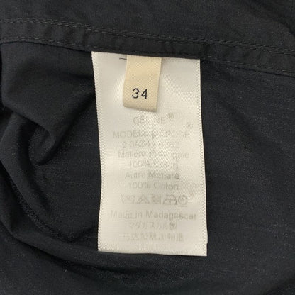 Celine - Phoebe Period Band Collar Half Sleeve Shirt - 34 - Black - Women's