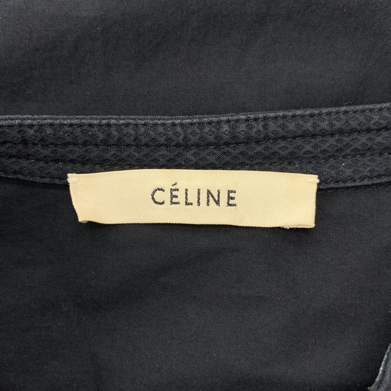 Celine - Phoebe Period Band Collar Half Sleeve Shirt - 34 - Black - Women's