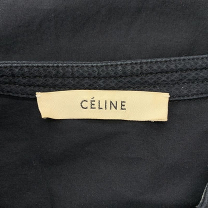 Celine - Phoebe Period Band Collar Half Sleeve Shirt - 34 - Black - Women's