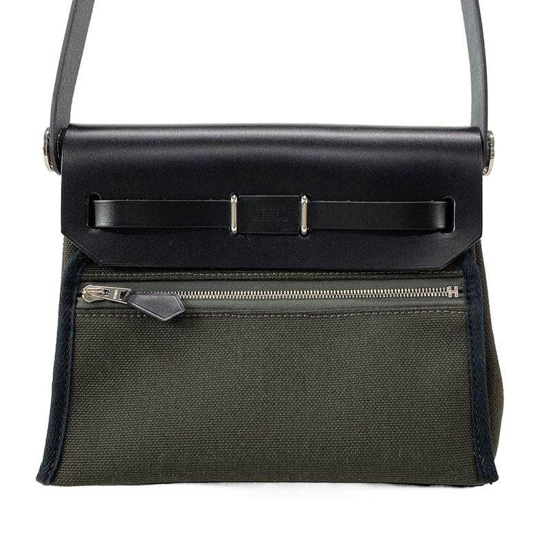 Hermes Shoulder Bag Herbag Zip Mini Dark Bronze And Black Silver Hardware