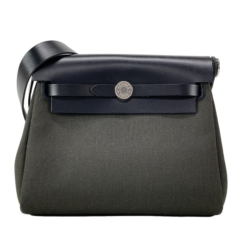 Hermes Shoulder Bag Herbag Zip Mini Dark Bronze And Black Silver Hardware