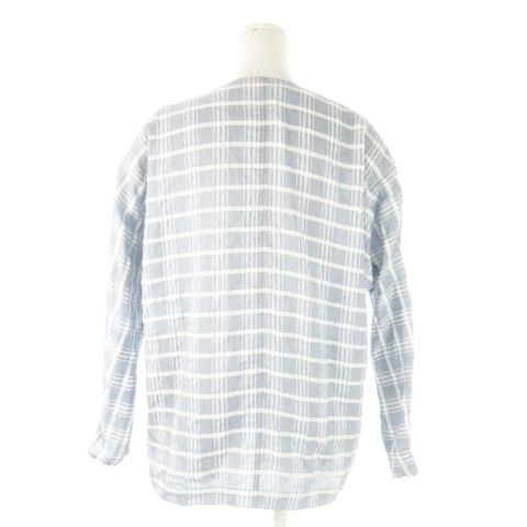 Christian DIOR Sports Shirt Blouse Collarless Long Sleeve Hemp Linen Blend