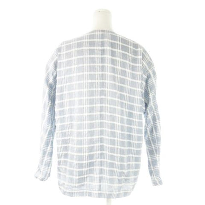 Christian DIOR Sports Shirt Blouse Collarless Long Sleeve Hemp Linen Blend