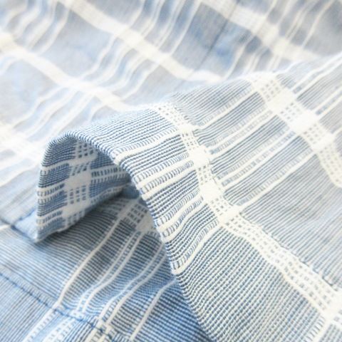 Christian DIOR Sports Shirt Blouse Collarless Long Sleeve Hemp Linen Blend