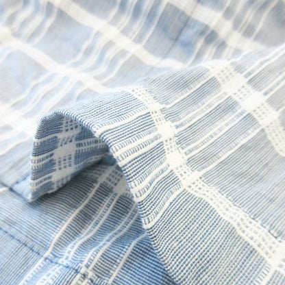 Christian DIOR Sports Shirt Blouse Collarless Long Sleeve Hemp Linen Blend