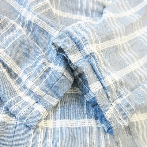 Christian DIOR Sports Shirt Blouse Collarless Long Sleeve Hemp Linen Blend