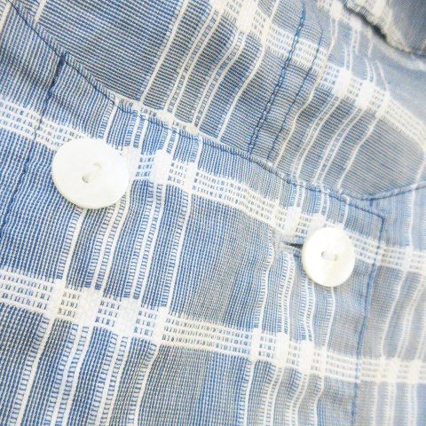 Christian DIOR Sports Shirt Blouse Collarless Long Sleeve Hemp Linen Blend